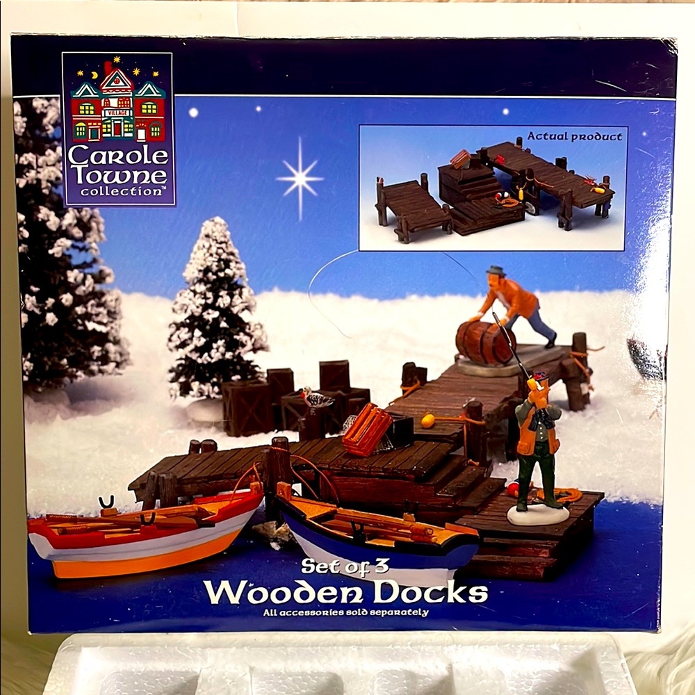 🎄Christmas Carole Towne Wooden Docks Collection Set🎄